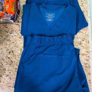 Cherokee Workwear Revolution Caribbean Blue Teal Blue Scrubs 3 Piece Set L